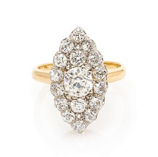 An Edwardian Platinum Topped Yellow Gold and Diamond Ring, 5.05 dwts.