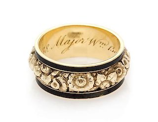A Georgian Yellow Gold and Enamel Mourning Ring, Circa 1821, 3.30 dwts.
