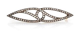 * A Belle Epoque Silver Topped 18 Karat Yellow Gold and Diamond Hair Barrette, French, 3.60 dwts.