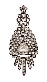 * A Silver Topped Gold and Diamond Fringe Pendant, 7.50 dwts.