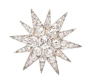 A Victorian Platinum Topped, Rose Gold and Diamond Brooch, Tiffany & Co., 11.00 dwts.