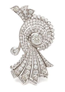 An Art Deco Platinum and Diamond Brooch, French, 16.85 dwts.