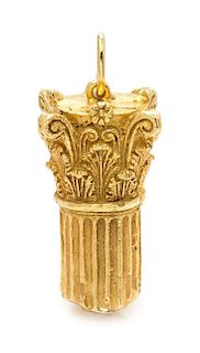 * An 18 Karat Yellow Gold Corinthian Column Pendant, Greek, 17.40 dwts.