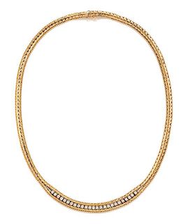 * An 18 Karat Bicolor Gold and Diamond Necklace, Italian, 28.20 dwts.
