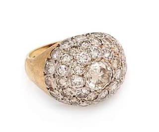 A 14 Karat Bicolor Gold and Diamond Ring, 3.10 dwts.
