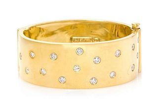 An 18 Karat Yellow Gold and Diamond Bangle Bracelet, 62.25 dwts.