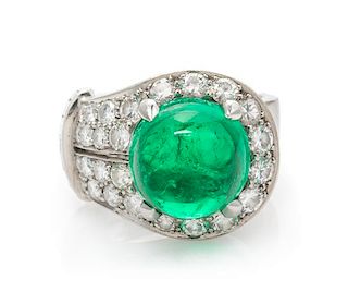A Platinum, Colombian Emerald and Diamond Ring, Trabert & Hoeffer-Mauboussin, 8.40 dwts.