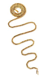 A 14 Karat Yellow Gold Byzantine Link Chain Necklace, UnoAErre, 32.90 dwts.