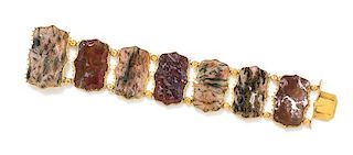 A Georgian Yellow Gold and Agate Bracelet, 35.10 dwts.