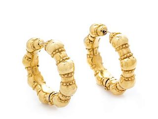 A Pair of 18 Karat Yellow Gold Hoop Earrings, Lalaounis, 18.80 dwts.