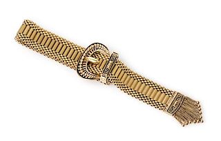 A 14 Karat Yellow Gold and Enamel Belt Bracelet, Succo, 30.00 dwts.
