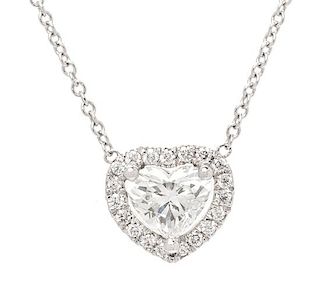 A 14 Karat White Gold and Diamond Necklace, 1.40 dwts.