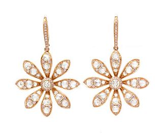 A Pair of 18 Karat Rose Gold and Diamond 'Aster' Earrings, Maria Canale, 7.90 dwts.