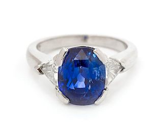 A Platinum, Sapphire and Diamond Ring, 6.10 dwts.