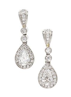 * A Pair of Platinum and Diamond Ear Pendants, Michael Beaudry, 4.25 dwts.