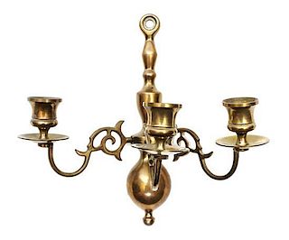 Two Associated Brass Sconces, Height of first overall 13 inches.