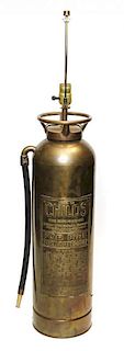 A Vintage Cylindrical Fire Extinguisher, Height of fire extinguisher 24 inches.