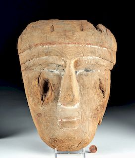 Large Egyptian Wood / Gesso Sarcophagus Mask