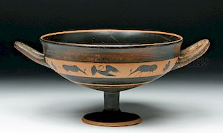 Greek Attic Black-Figure Lip Cup - Deer & Swans