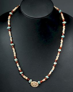 Ancient Bactrian Carnelian / Faience Necklace