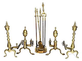 A Collection of Fireplace Equipment, Height of tallest 30 inches.
