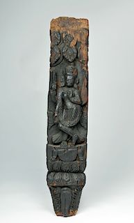18th C. Nepalese Wooden Relief Panel w/ Tara