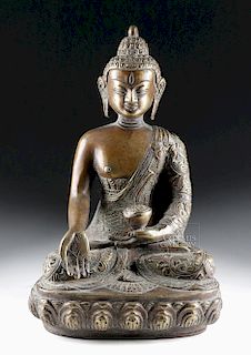 Early 20th C. Tibetan Bronze Seated Buddha