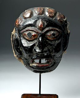 Late 19th C. Nepalese Copper & Paint Dharmapala Mask