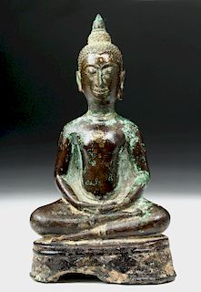 18th C. Thai Bronze Statue - Seated Buddha