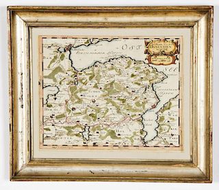 Antique Hand-colored Map: Landt Carte Vonden Danischen Walde, c. 1650