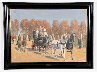 German School (20th c.) Horse Drawn Carriage