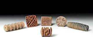 Lot of 6 Costa Rican Pottery Stamp Seals