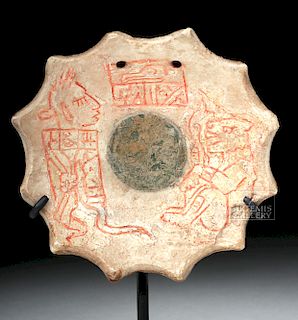 Mayan Shell Pendant w/ Greenstone Inlay