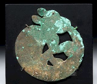 Sican / Lambayeque Copper Disc Pendant - Fox Form