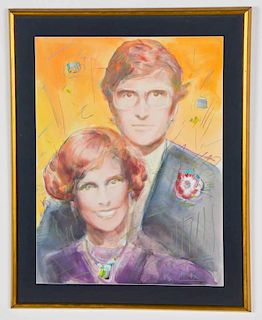 Peter Max Original Portrait of Eileen and Jerry Ford