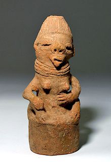 Ancient African Katsina Clay Lid - Female Form