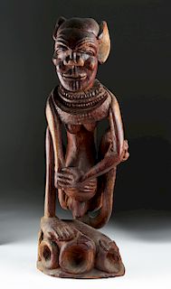 Early 20th C. Tahitian Carved Wood Figural Statue
