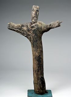 Early 19th C. Colonial Cristo - Carved Tree Branch