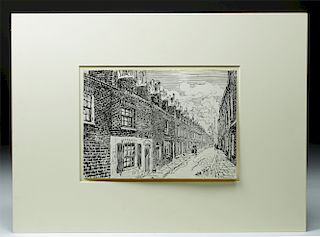 Pennell Drawing, A Typical Bethnal Green Street ca 1900