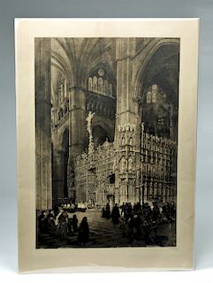 1889 Axel Haig "Toledo Cathedral: Interior" Aquatint