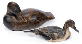 2 Carved and Painted Wood Duck Decoys