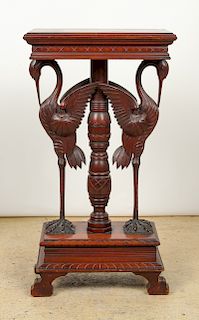 Antique Victorian Carved Wood Double Pelican Table