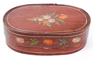 Antique Oval Paint Decorated Shaker Lidded Box