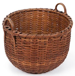 Antique Large Handled Gathering Basket