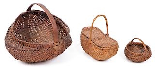 3 Antique Splint Gathering Baskets