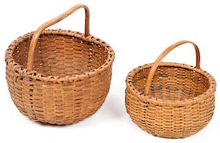 2 Antique Handled Splint Baskets