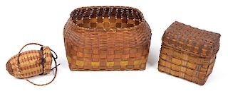 3 Antique Polychrome Decorated Baskets