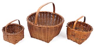 3 Antique Gathering Baskets