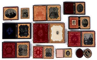 Collection of 12 Antique Tintype Portrait Photographs