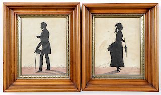 2 Antique American Silhouettes, Terminger, 1847